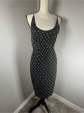 retrofête Cosmos Dress Black Crystal Embellished Midi NWT S